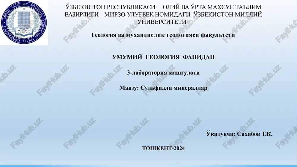 sulfidli minerallar — PPTX