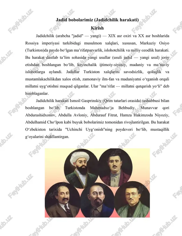 jadidbobolarimiz (jadidchilik harakati) — DOCX
