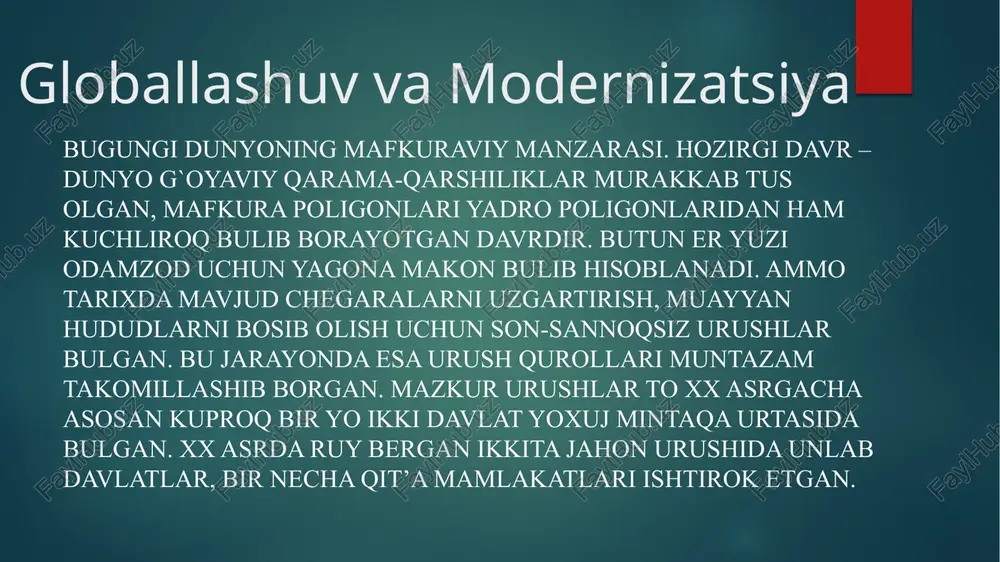 globallashuv va modernizatsiya — PPTX