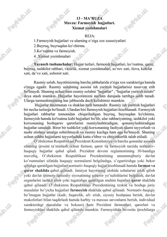 farmoyish hujjatlari — DOCX