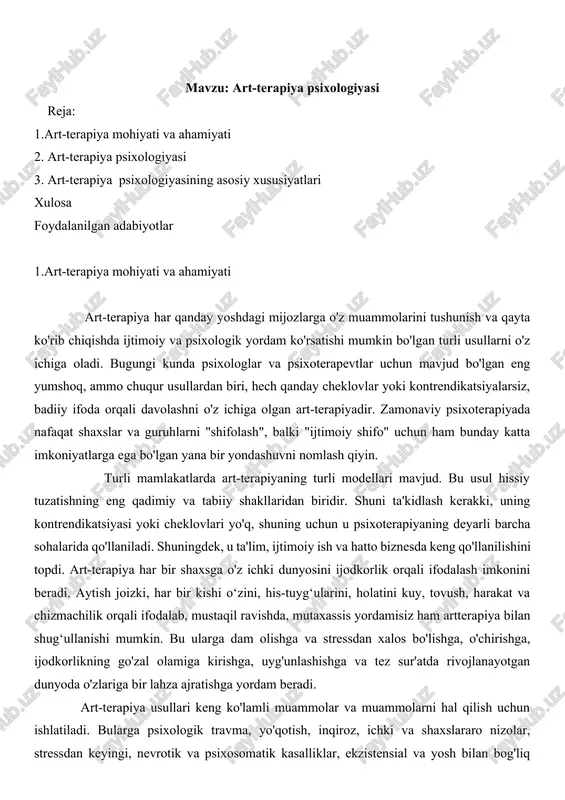 art-terapiya psixologiyasi — DOCX