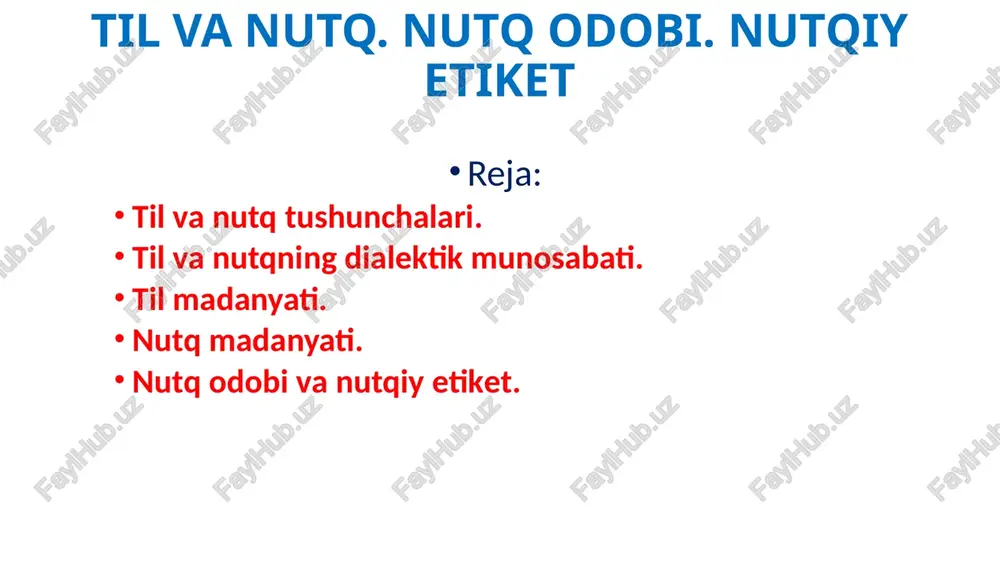 til va nutq. nutq odobi. nutqiy etiket — PPTX