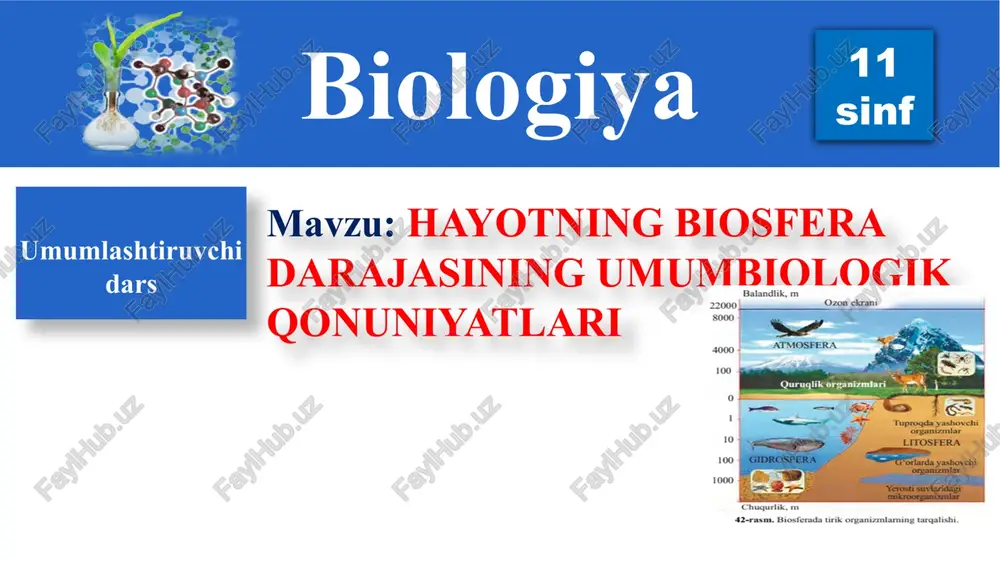 hayotning biosfera darajasining umumbiologik qonuniyatlari — PPTX