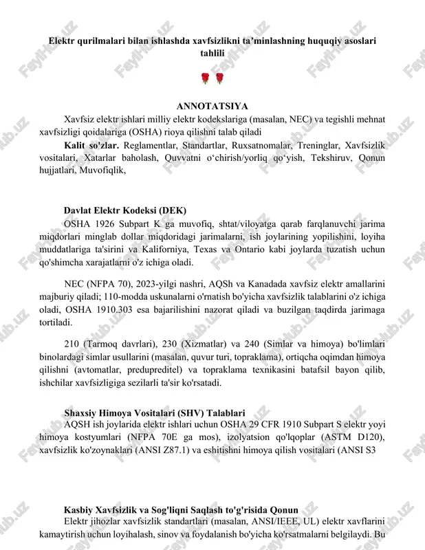 xavfsiz elektr ishlari — DOCX