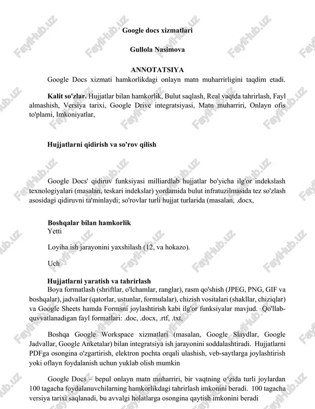 google docs xizmatlari — DOCX