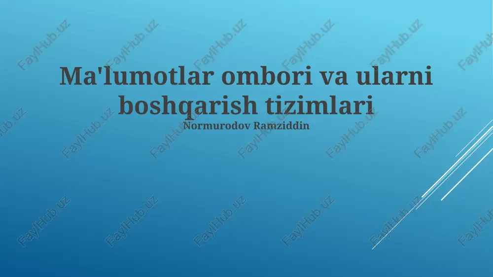 ma'lumotlar ombori boshqaruv tizimlari — PPTX