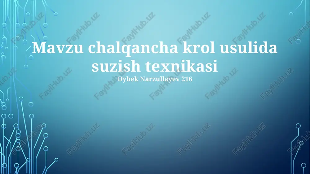 chalqancha krol usulida suzish texnikasi — PPTX