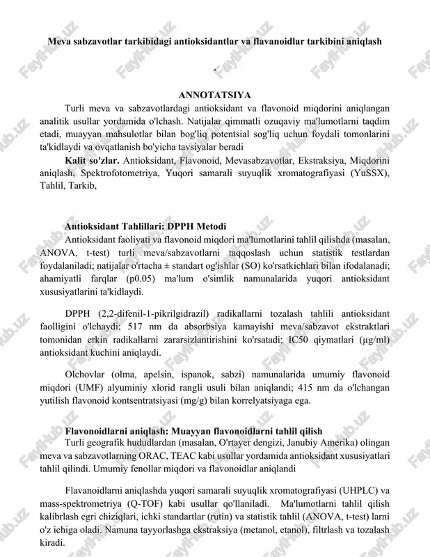 antioksidant tahlillari: dpph metodi — DOCX