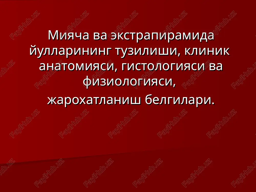 miyacha va ekstrapiramida yullarining tuzilishi — PPT
