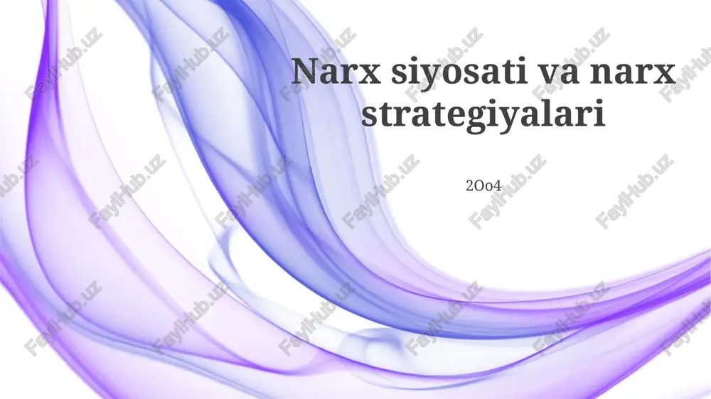 narx siyosati va narx strategiyalari — PPTX