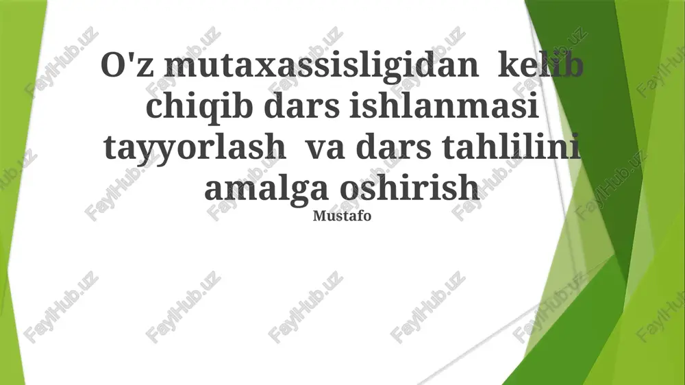 dars ishlanmasi tayyorlash va dars tahlili — PPTX