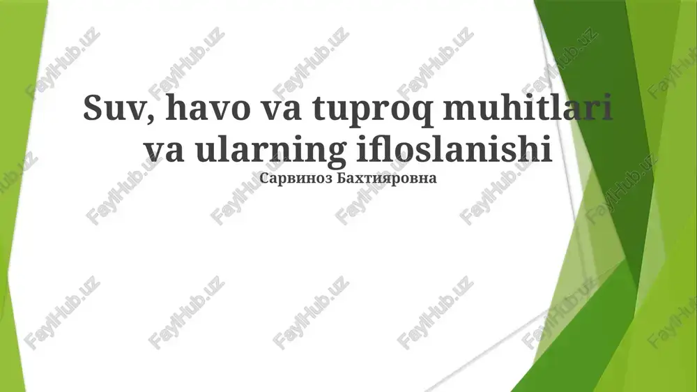 suv shinalarining eskirishi va tuproq ifloslanishi — PPTX