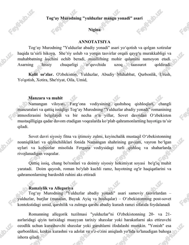 yulduzlar abadiy yonadi — DOCX