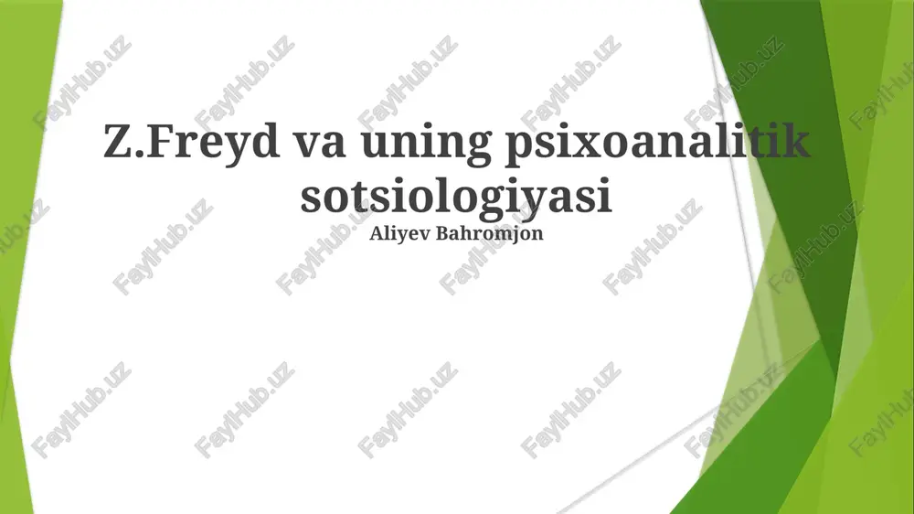 z.freyd va uning psixoanalitik sotsiologiyasi — PPTX