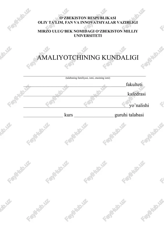 amaliyotchining kundaligi — DOCX