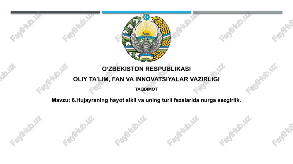 hujayraning hayot sikli va uning turlari fazalari — PPTX