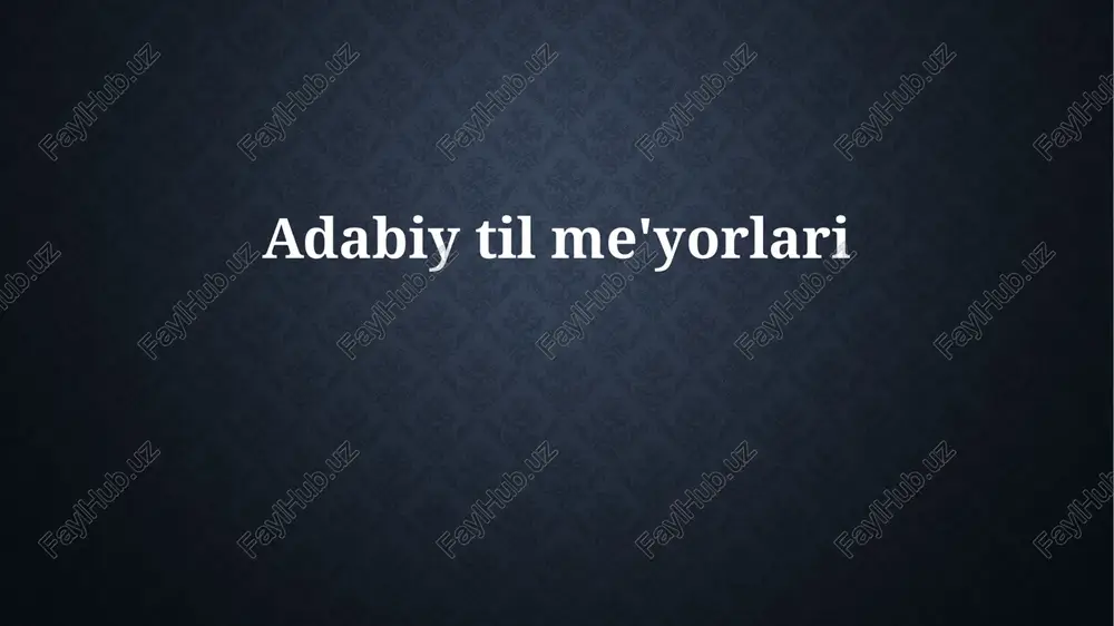 adabiy til me'yorlari — PPTX