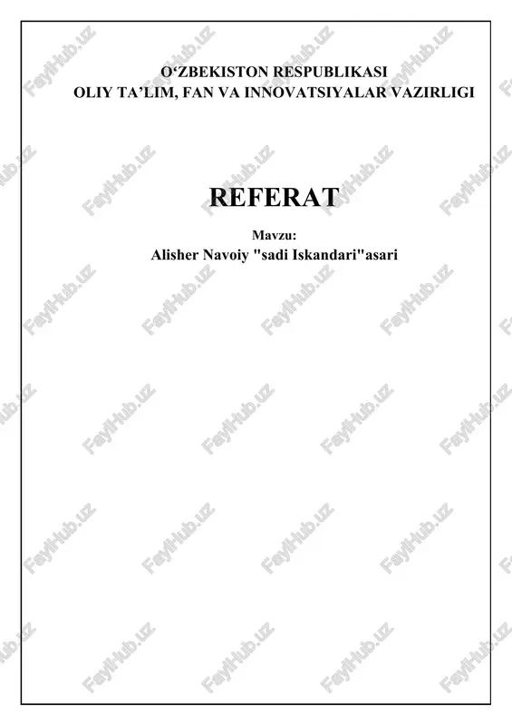 alisher navoiy "saddi iskandari"asari — DOCX