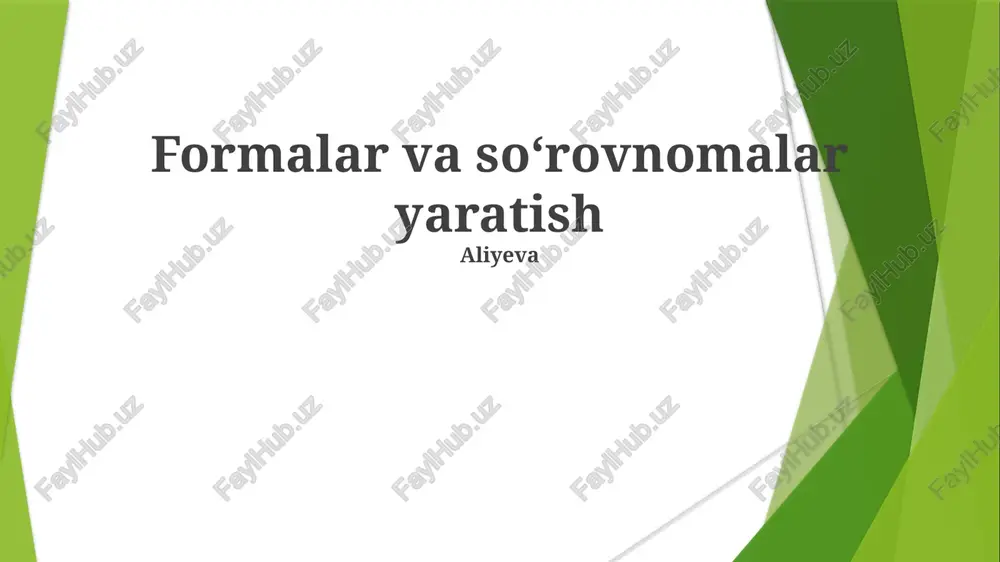 shaklingiz yoki so'rovingizni rejalashtirish — PPTX