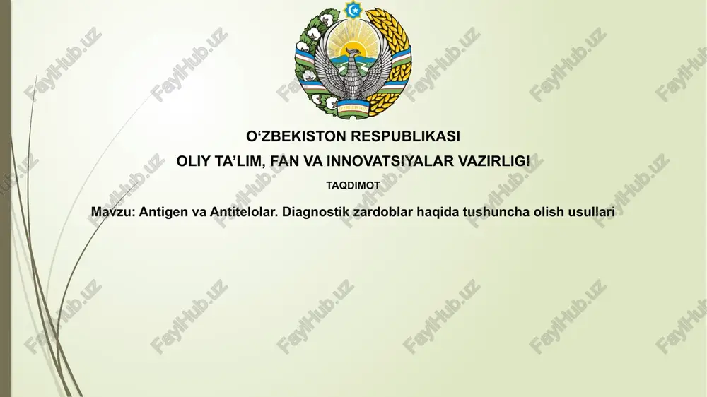antigenvaantitelolar.diagnostikzardoblarhaqidatushunchaolishusullari — PPTX