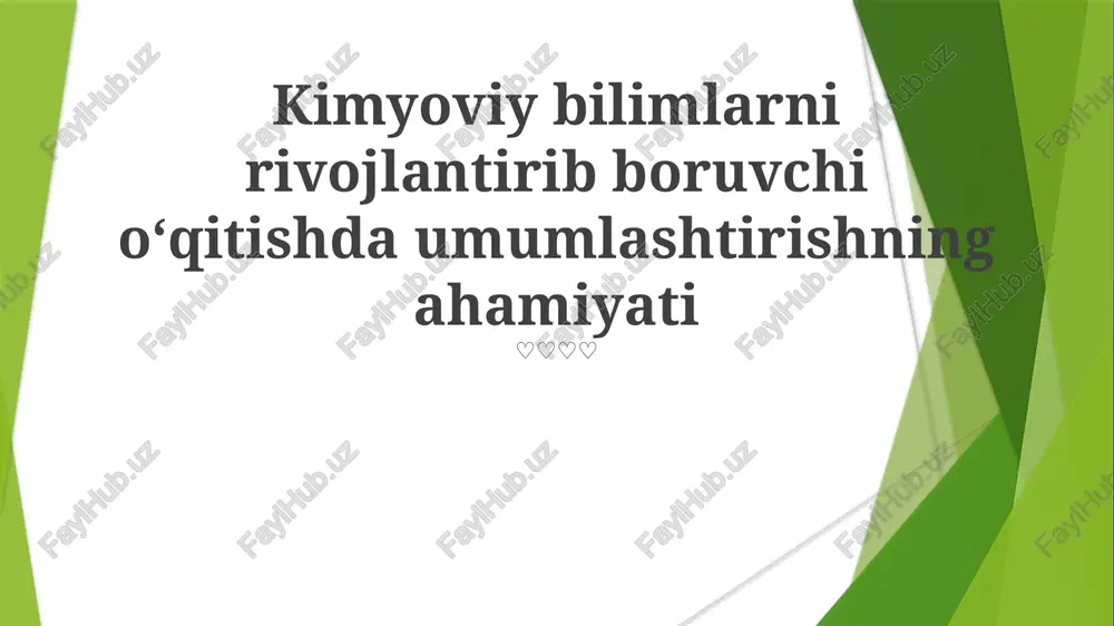 kimyoviy bilimlarni rivojlantirib boruvchi oʻqitish — PPTX