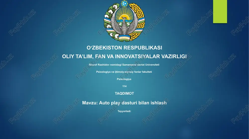 auto playdasturibilanishlash — PPTX