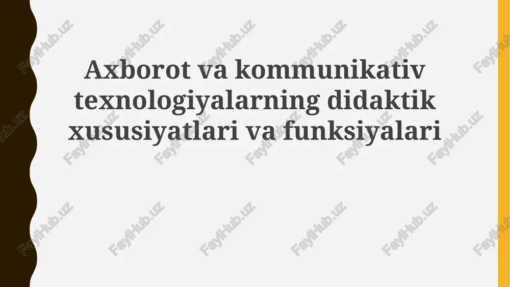 aktning ta'limiy xususiyatlari va vazifalari — PPTX
