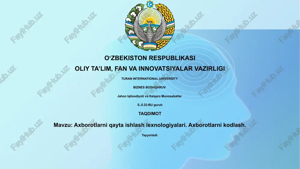 axborotlarni qayta ishlash texnologiyalari — PPTX