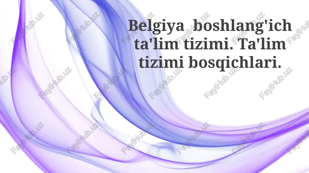belgiya boshlang'ich ta'lim tizimi — PPTX