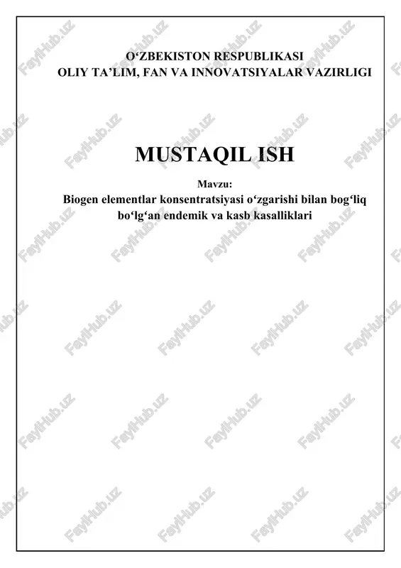 biogen elementlar konsentratsiyasi — DOCX