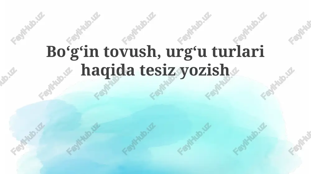 boʻgʻin va urgʻu: asosiy tushunchalar — PPTX