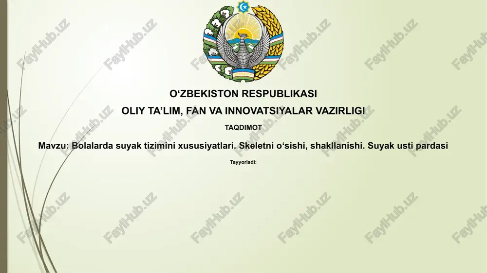bolalardagi suyak tizimi — PPTX
