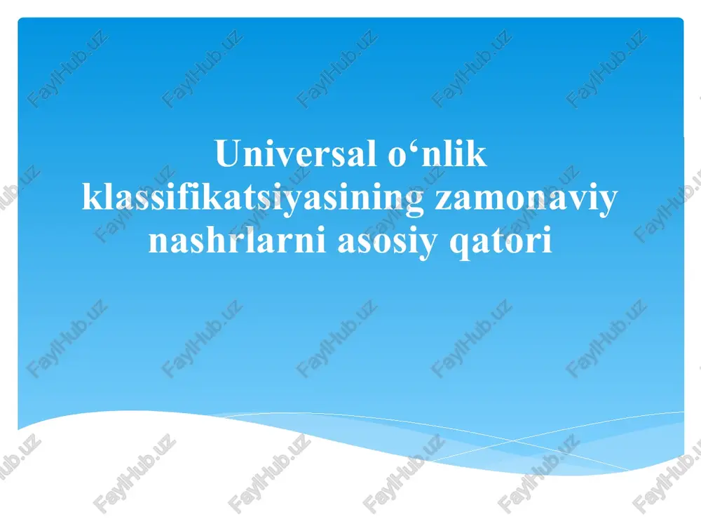 universal o‘nlik klassifikatsiyasi — PPTX