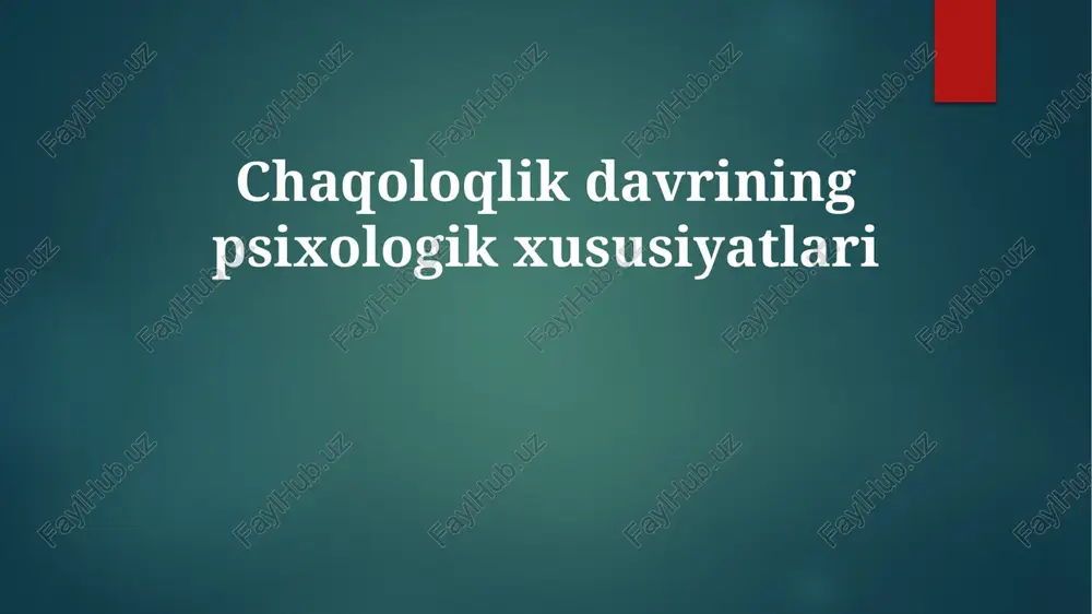 infant psixologiyasi — PPTX