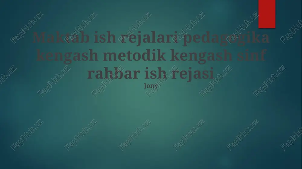 maktab ish rejalari pedagogika kengash metodik kengash sinf rahbar ish rejasi — PPTX