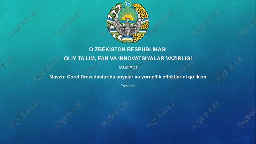 corel drawdasturida soyalar va yorug'lik effektlarini qo'llash — PPTX
