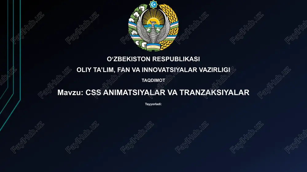 css animatsiyalar va tranzaksiyalar — PPTX