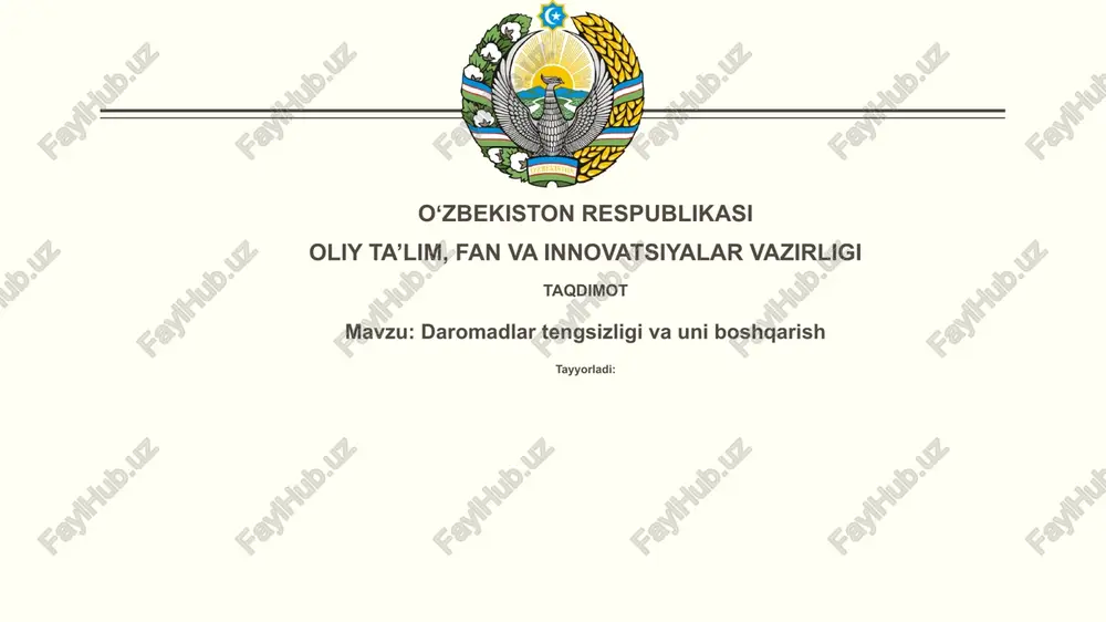 daromadlartengsizligivauniboshqarish — PPTX