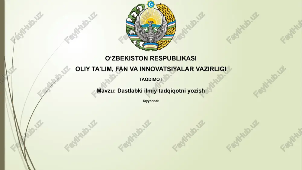 dastlabkiilmiytadqiqotniyozish — PPTX