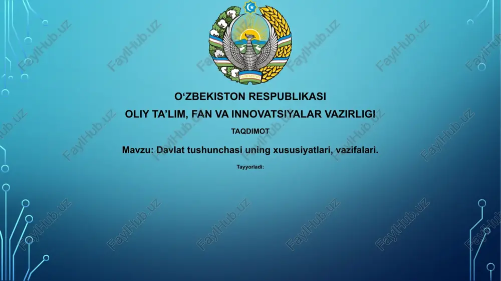 davlattushunchasiuningxususiyatlari,vazifalari — PPTX