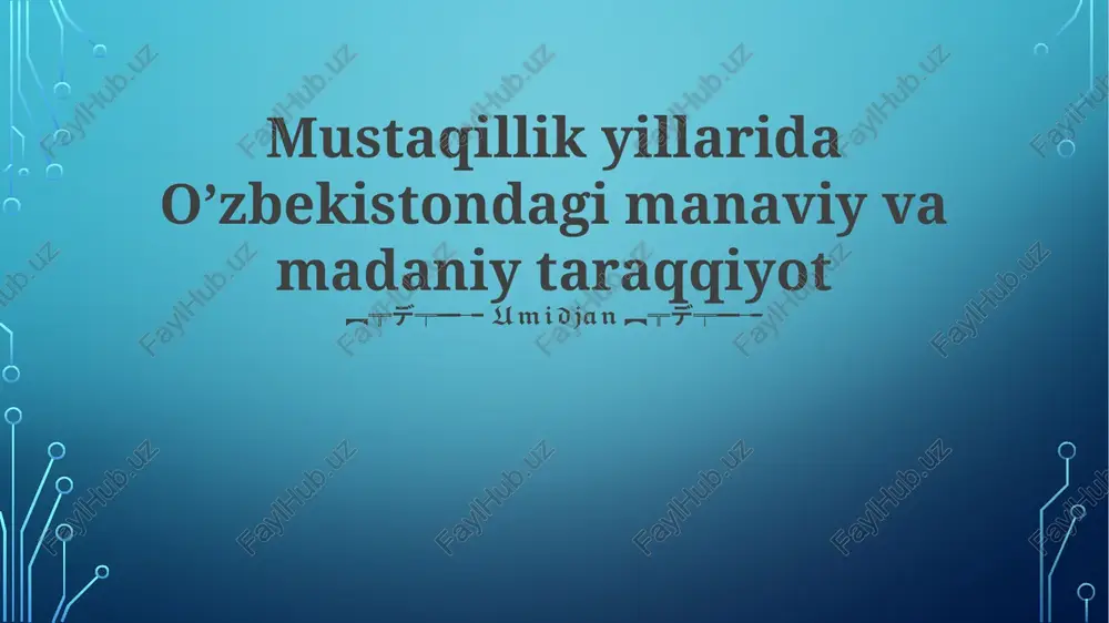 o'zbekistonning madaniy diplomatiyasi — PPTX