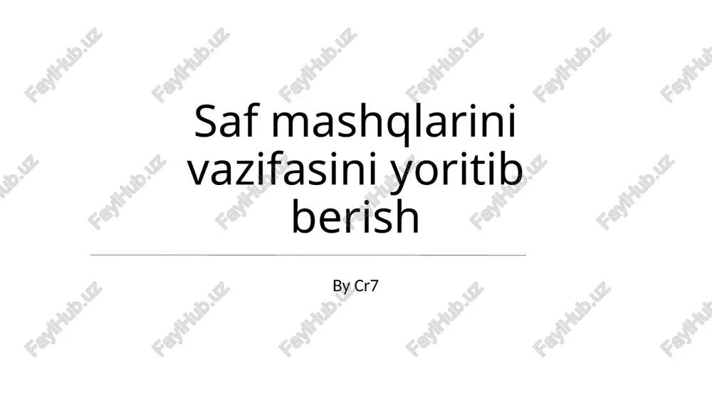 saf mashqlarini vazifasini yoritib berish — PPTX