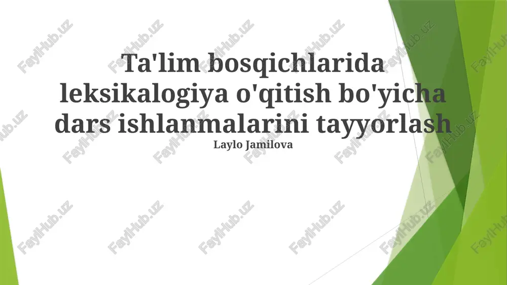 leksikologiya ta'limi — PPTX