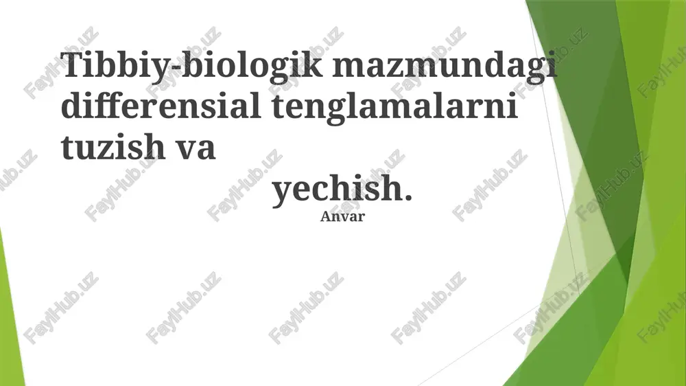 tibbiy-biologik differensial tenglamalar — PPTX
