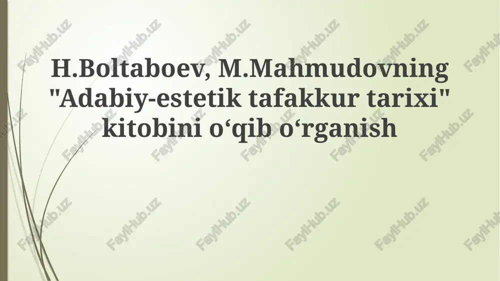 "adabiy-estetik tafakkur tarixi" — PPTX