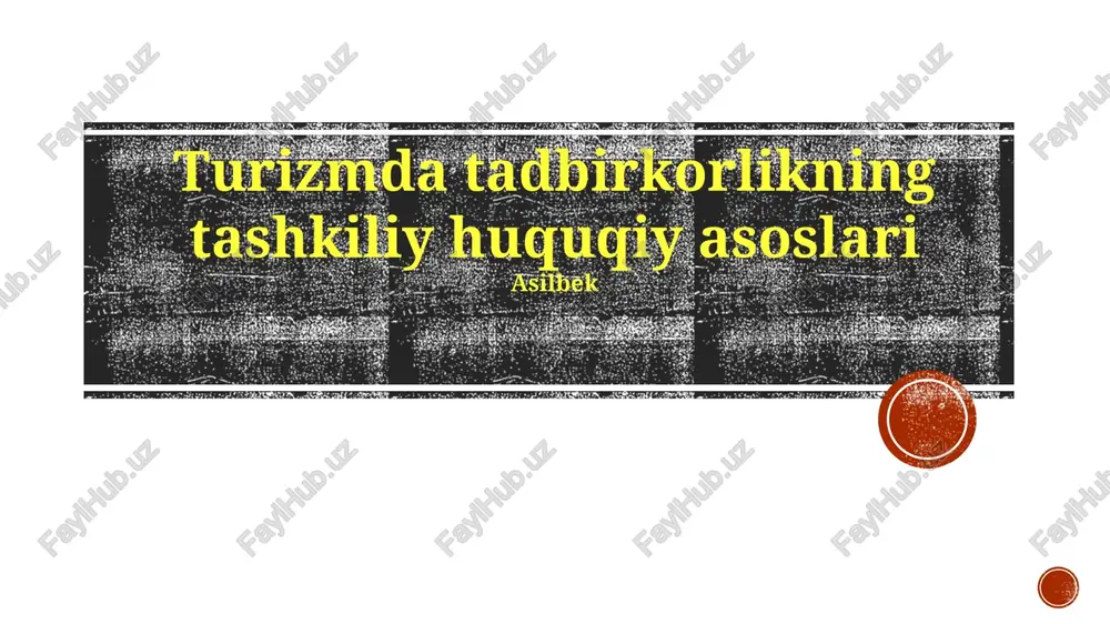 turistlikdagi intellektual mulkiy huquqlar — PPTX