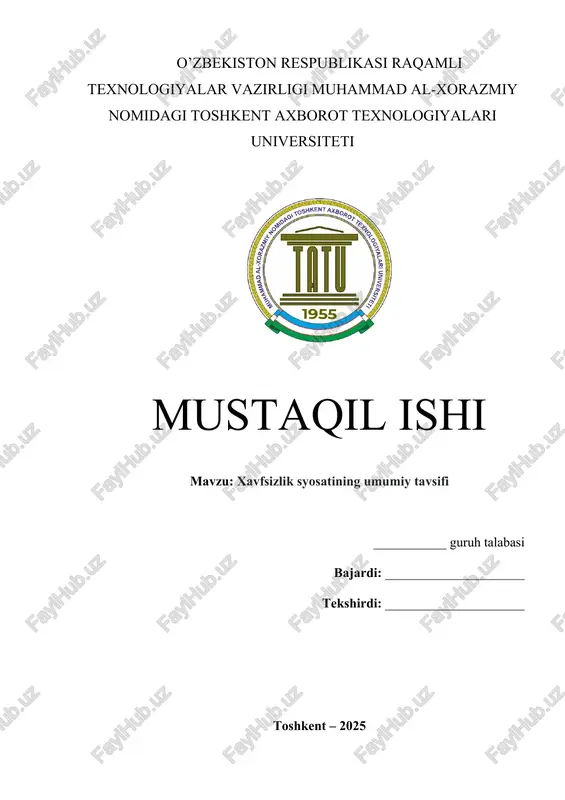 xavfsizlik syosatining umumiy tavsifi — DOCX