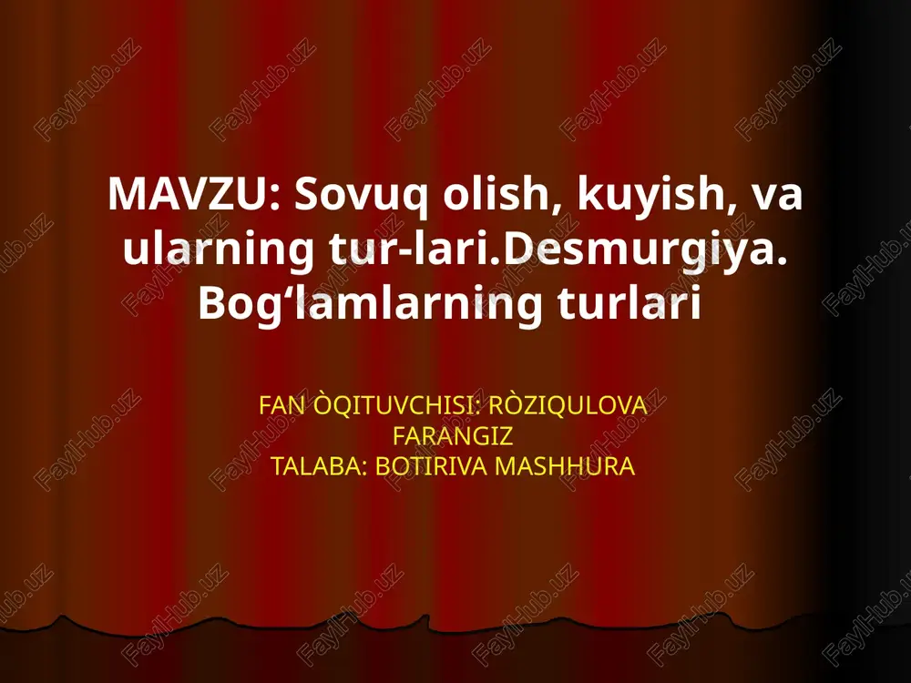 sovuq olish, kuyish, va ularning tur-lari — PPTX