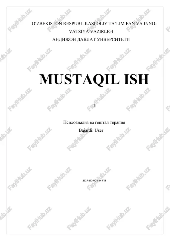 psixoanaliz va geshtal terapiya — DOCX