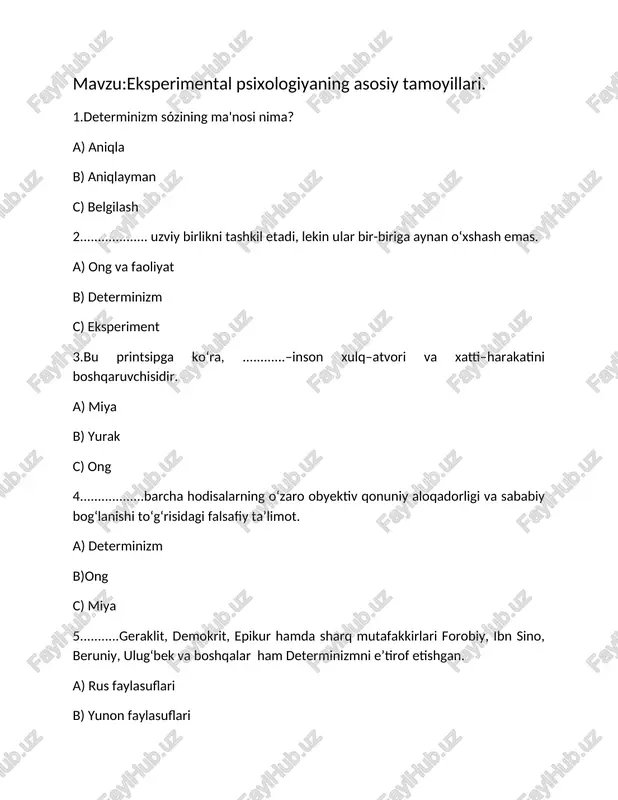 eksperimental psixologiya — DOCX